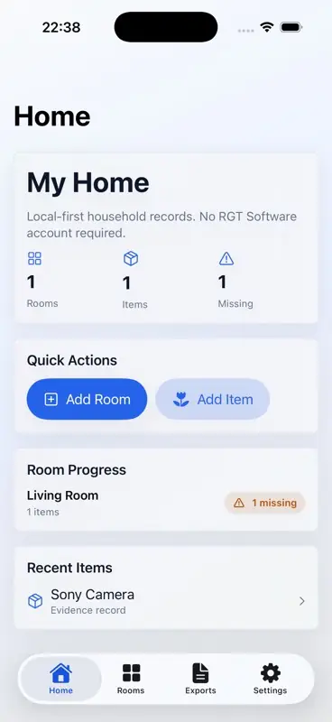 ClaimBook Home Home dashboard in Light Mode on iPhone