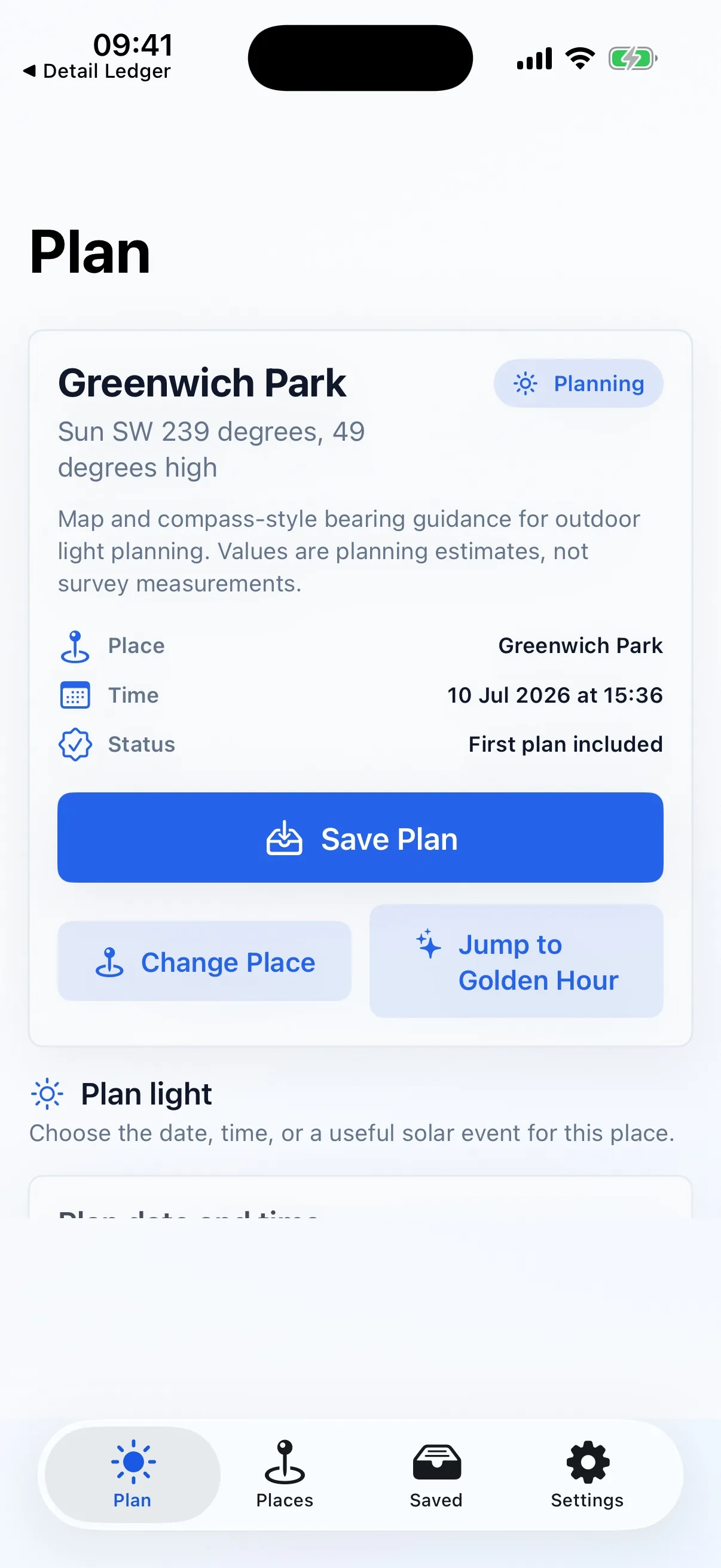 GoldenPlan PRO map planning screen on iPhone