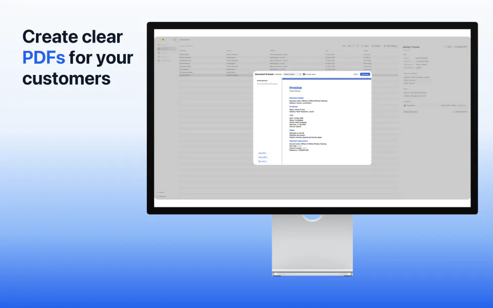 Pane Planner for Mac showing a PDF preview inside an official Studio Display bezel