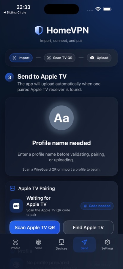 SecurePair send to Apple TV screen on iPhone